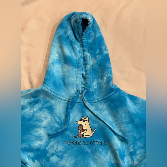 Teddy the Dog “Be Kind to Otters” Blue Tie Dye Hoodie - M - Picture 2 of 10